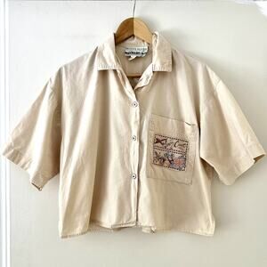 Mixed Blues Ivory Coast Button Down Top Sz M